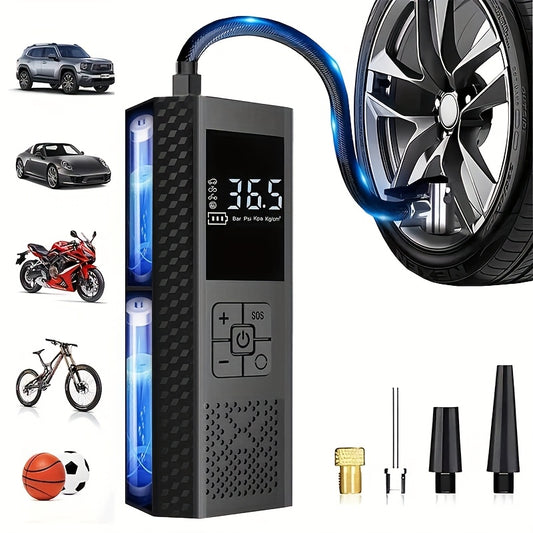 150PSI Portable Air Compressor 3X Faster Portable Air Compressor | 150PSI, Tire Pressure Gauge, LED Display, One-Touch Smart Cordless Tire Inflator, USB-Powered, Rechargeable Battery