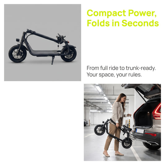 Electric Scooter, with A Foldable Front Frame for Easy Storage, A Rear Cargo Basket, A 36V 7.8Ah Battery, A Top Speed Of 30 Km\u002Fh, Three-speed Adjustment, A Comfortable Seat, Anti-slip Deck, And A Front Light. Suitable for Various Usage Scenarios.