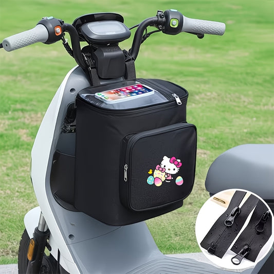 1pc Hello Kitty Electric Bicycle Motorcycle Helmet Bag, Portable Front Bike Bag, Large Capacity Storage Organizer with Adjustable Shoulder Strap, Durable Commuting Travel Saddle Bag—Ideal Gift for Riders, Comfortable Essential Bicycle Accessory