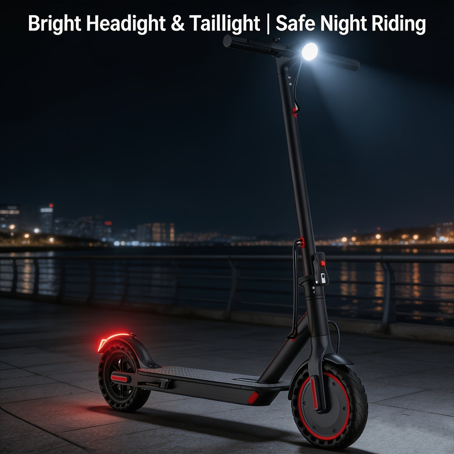 350W Motor Foldable Electric Scooter for Adults, 8.5 Inch Anti-Slip Solid Tyres, 19MPH Max Speed & 3 Speed Modes, New Upgraded Version with Reinforced Brake System, Stable Riding, Durable Aluminum Alloy Body, Ultra Comfortable Commuter E-Scooter
