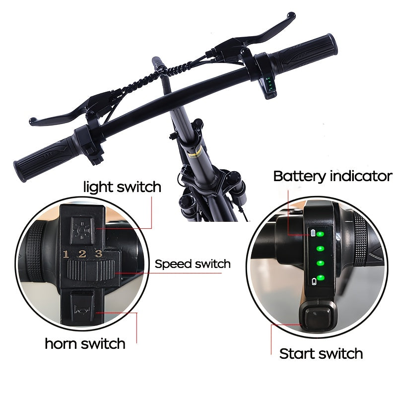 Electric Bike 48V Battery, Brushless Motor, 15-20MPH, Folding Electric Bicycle for Adults, Lightweight Commuter E-Bike with Removable Lithium Battery, Suitable for Urban Commuting, The Best Choice for A Gift, Easy Assemble, Portable Compact Design