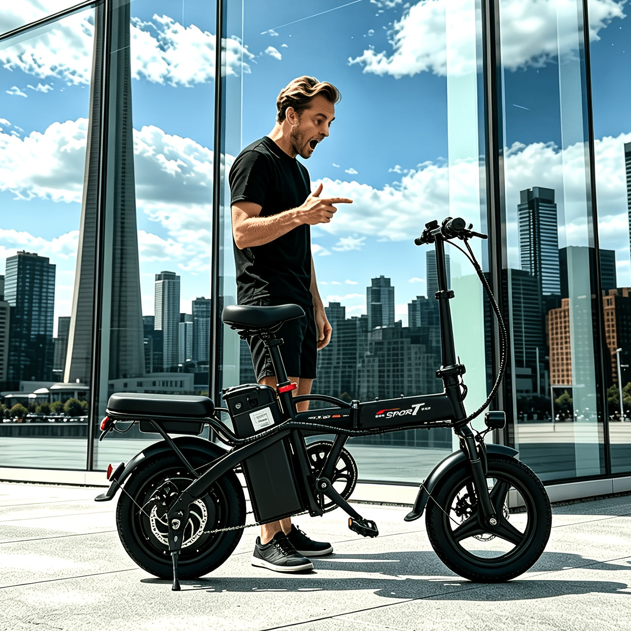 Adult Folding E-bike Equipped with A 500W Peak-power Motor, A 48V 6AH Removable Battery, And 14-inch Tires-a Portable And Compact E-bike That's Perfect for Urban Commuting