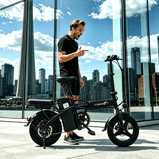 Adult Folding E-bike Equipped with A 500W Peak-power Motor, A 48V 6AH Removable Battery, And 14-inch Tires-a Portable And Compact E-bike That's Perfect for Urban Commuting