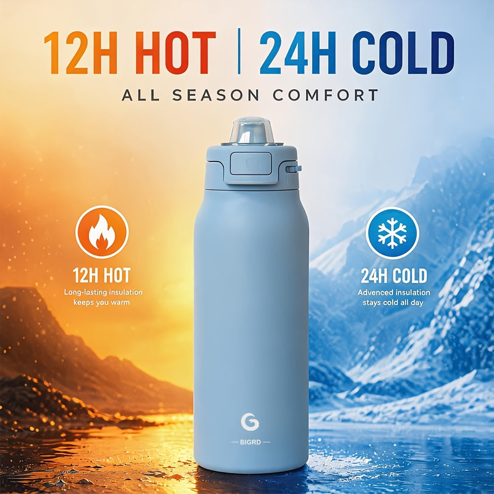 Insulated Water Bottle BIGRD 960ml Large-capacity Insulated Water Bottle, Double-layer Vacuum Leak-proof Drinking Bottle, Reusable Travel Cup, Suitable for Outdoor Sports and Daily Use