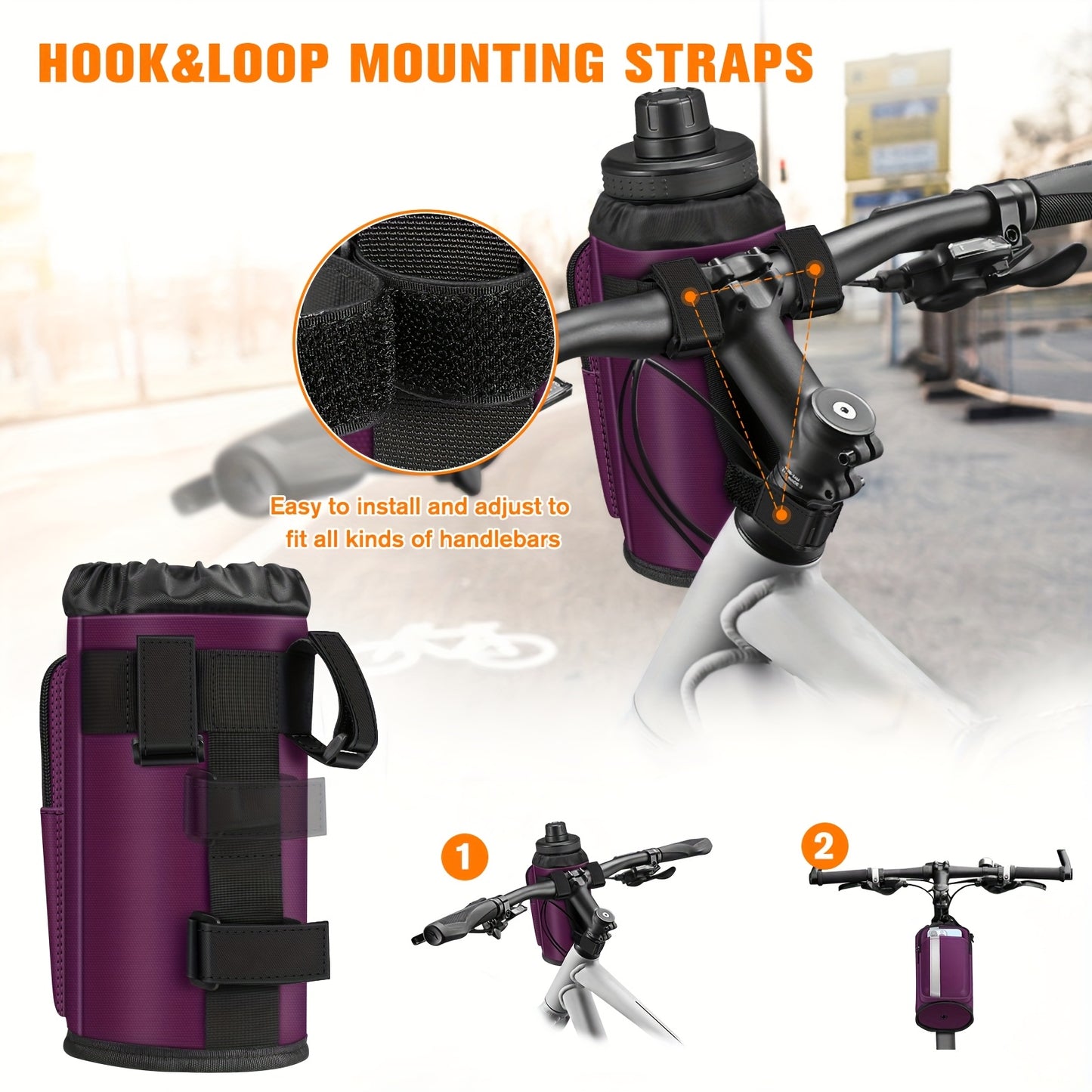 Universal Bike Cup Holder, Designed to Hold Water Bottles And Featuring Phone Pockets, Suitable for Strollers, Walkers, Golf Carts, Rollators, And Scooters, Perfect for Outdoor Activities And Cycling