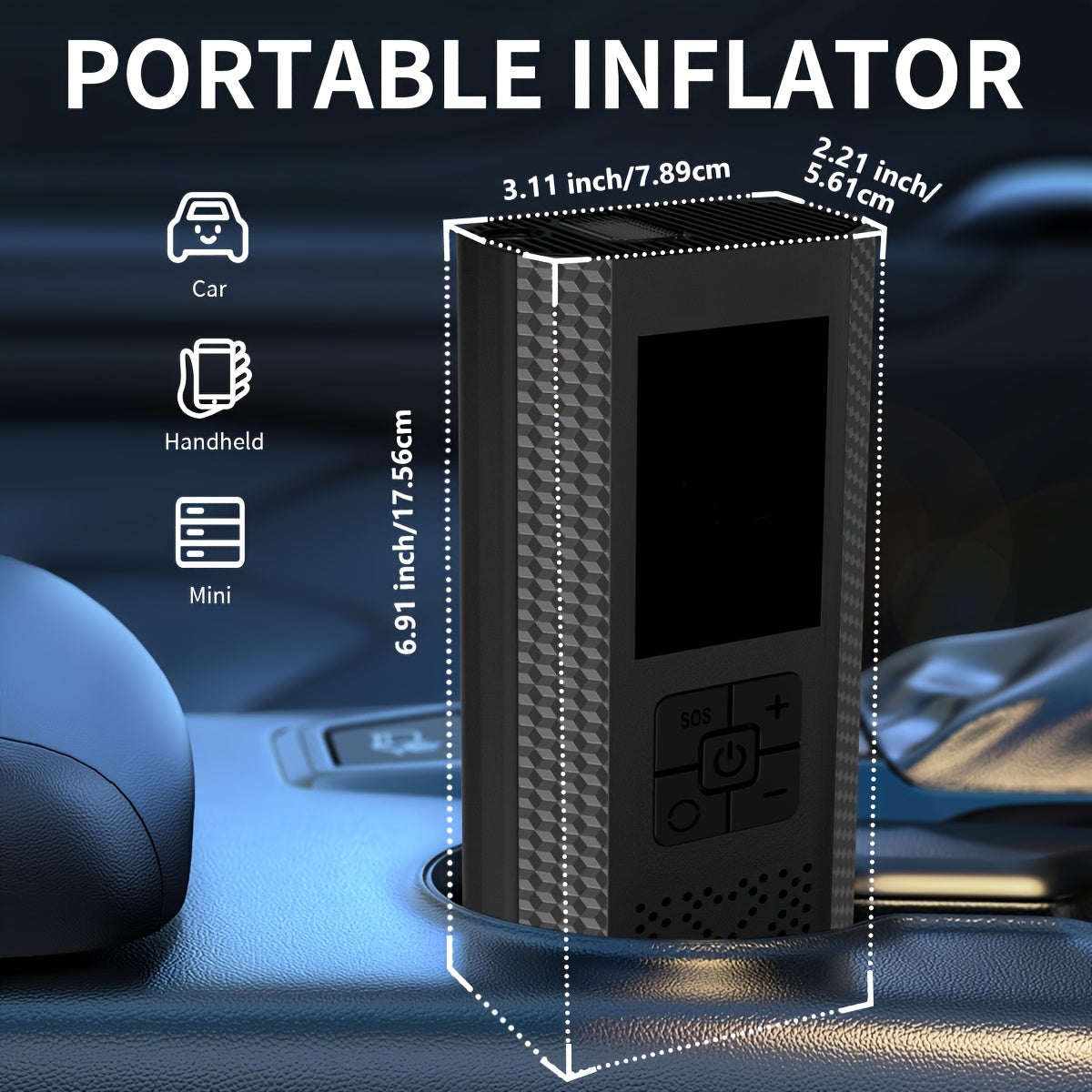 150PSI Portable Air Compressor 3X Faster Portable Air Compressor | 150PSI, Tire Pressure Gauge, LED Display, One-Touch Smart Cordless Tire Inflator, USB-Powered, Rechargeable Battery