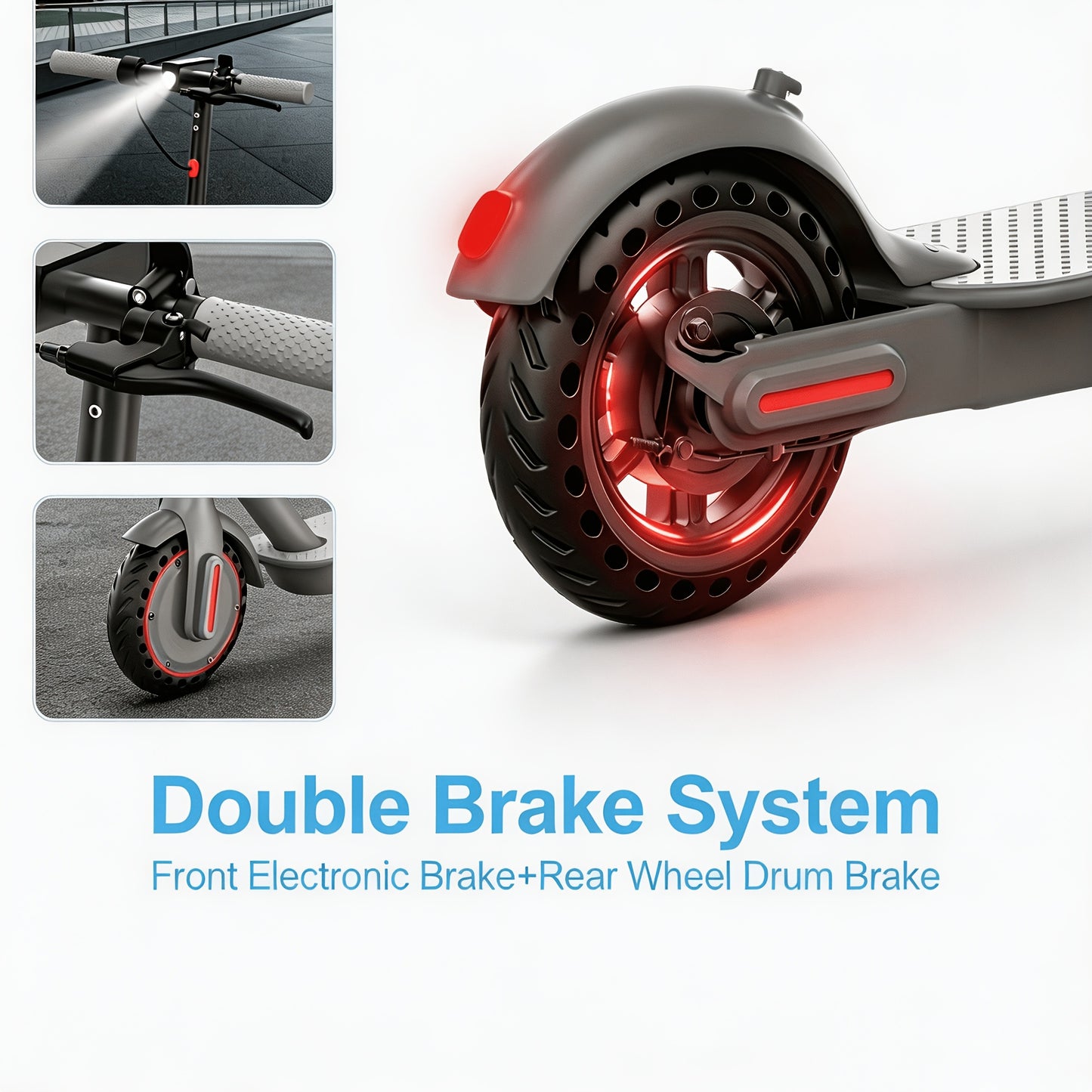 350W Motor Foldable Electric Scooter for Adults, 8.5 Inch Anti-Slip Solid Tyres, 19MPH Max Speed & 3 Speed Modes, New Upgraded Version with Reinforced Brake System, Stable Riding, Durable Aluminum Alloy Body, Ultra Comfortable Commuter E-Scooter