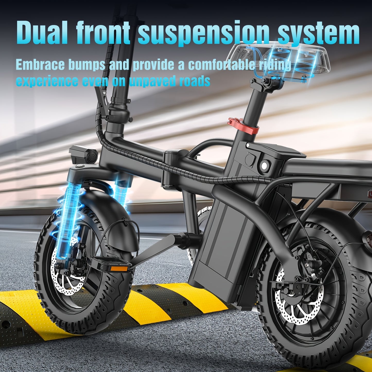 Adult Folding E-bike Equipped with A 500W Peak-power Motor, A 48V 6AH Removable Battery, And 14-inch Tires-a Portable And Compact E-bike That's Perfect for Urban Commuting
