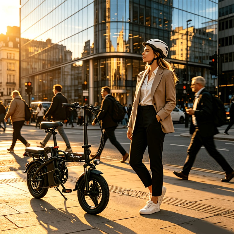 Adult Folding E-bike Equipped with A 500W Peak-power Motor, A 48V 6AH Removable Battery, And 14-inch Tires-a Portable And Compact E-bike That's Perfect for Urban Commuting