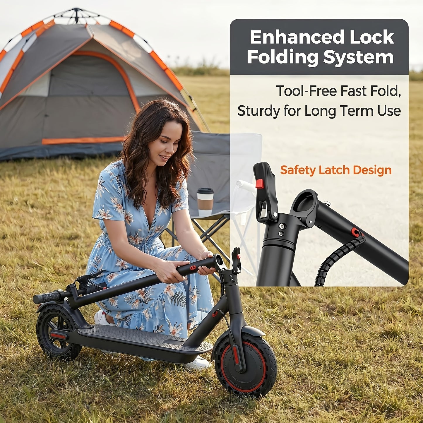 350W Motor. Adult Folding Electric Scooter, 8.5-Inch Tires, 3 Speed Settings, Dual Safety Brakes, Durable Body, LED Headlights And Taillights, Supporting 265 Pounds, for Daily Commuting And As A Gift