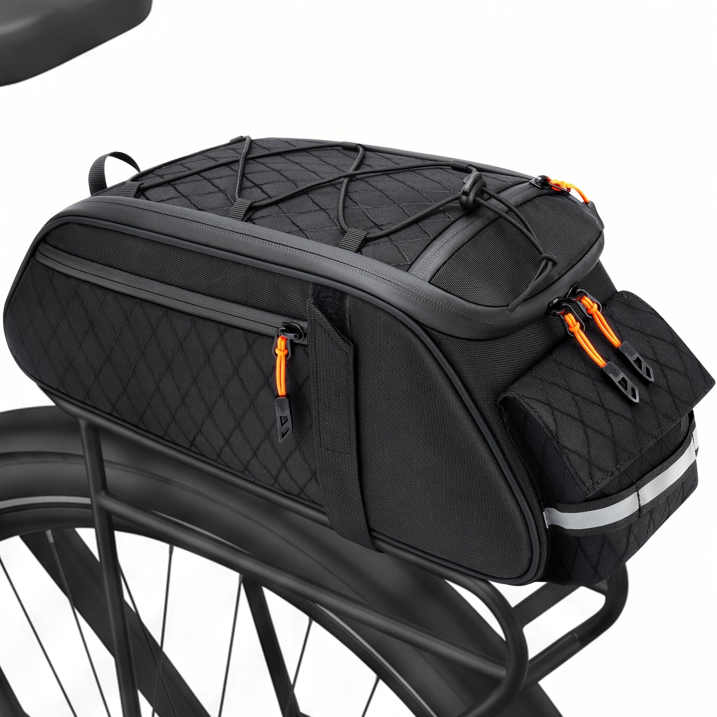 2.64gal Bike Frame Bag for MTB & Road Bikes, Reflective Cycling Tool Storage Rear Rack Bag, Convertible Camera Shoulder Hard-Shell Rear Bag, Perfect for Commuters, Short & Long-Distance Cyclists, And Cycling Photography Fans