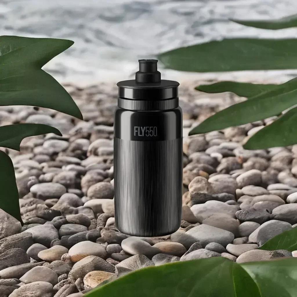 FLY 18.6oz Bicycle Water Bottle - Ultra-Lightweight Freeze-Safe Sports Drink Bottle with Push-Pull Valve, Ergonomic Grip & Durable Design for Cycling, Hiking, Outdoor Activities (Black), Lightweight Plastic