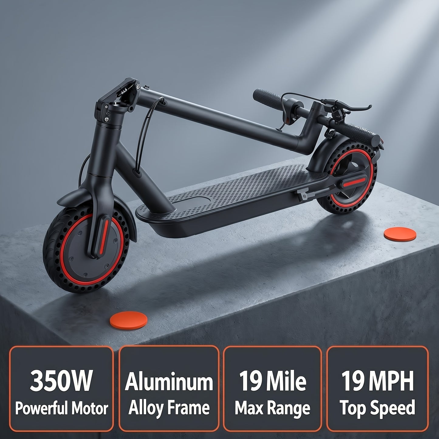 350W Motor. Adult Folding Electric Scooter, 8.5-Inch Tires, 3 Speed Settings, Dual Safety Brakes, Durable Body, LED Headlights And Taillights, Supporting 265 Pounds, for Daily Commuting And As A Gift
