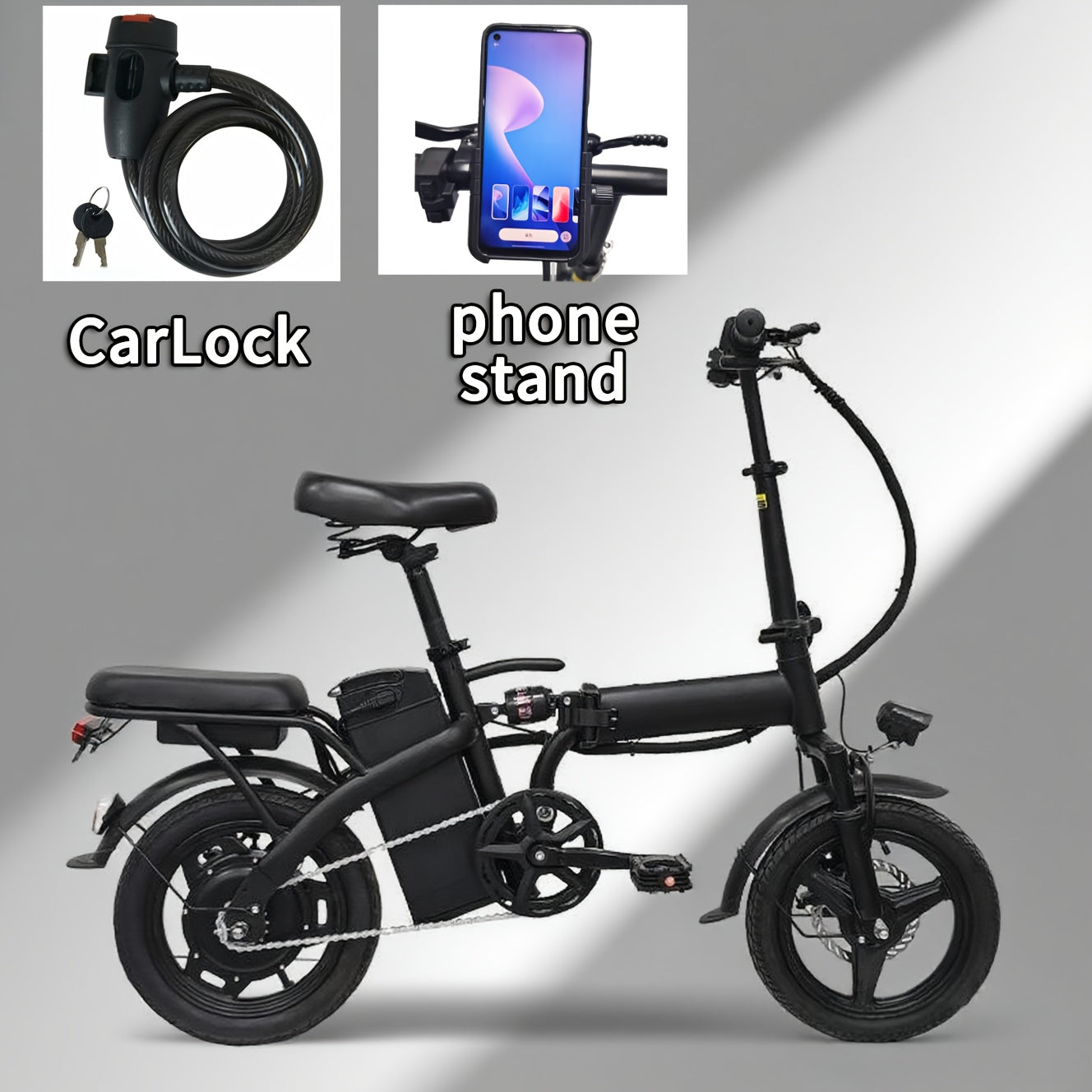 Electric Bike 48V Battery, Brushless Motor, 15-20MPH, Folding Electric Bicycle for Adults, Lightweight Commuter E-Bike with Removable Lithium Battery, Suitable for Urban Commuting, The Best Choice for A Gift, Easy Assemble, Portable Compact Design