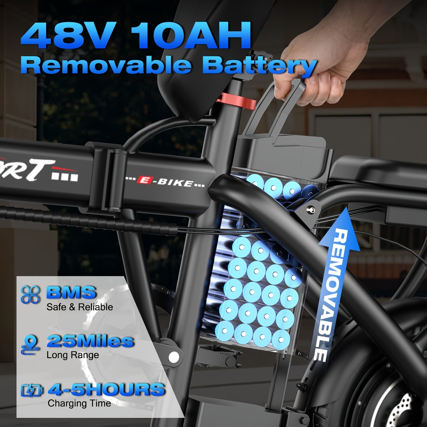Folding Electric Bicycle, Peak Power 500 Watts, 20 Miles\u002FHour Brushless Motor, 14-Inch Tires, 48-Volt 10 Ampere-Hour Detachable Battery, Adult Electric Bicycle, Electric Bicycle, Suitable for Urban Commuting, Is The Best Choice for a Gift