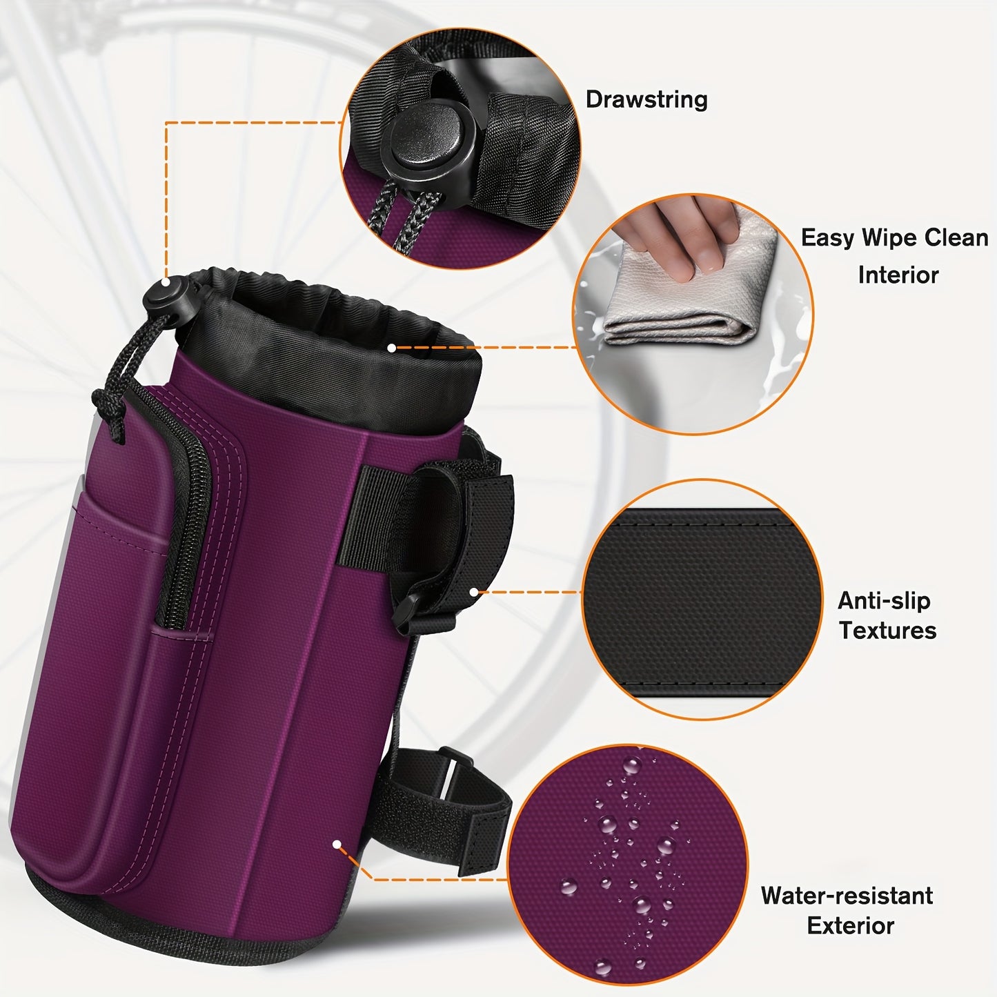 Universal Bike Cup Holder, Designed to Hold Water Bottles And Featuring Phone Pockets, Suitable for Strollers, Walkers, Golf Carts, Rollators, And Scooters, Perfect for Outdoor Activities And Cycling
