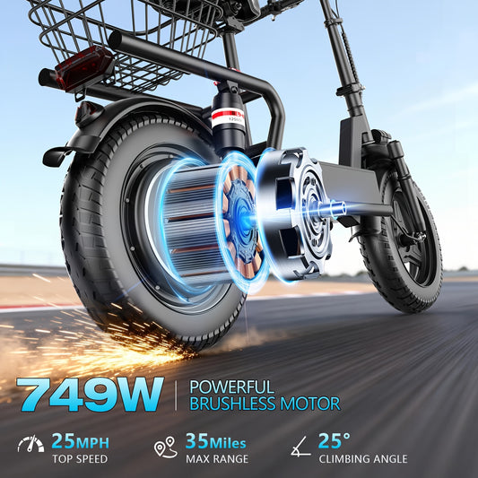 Commuter Electric Scooter with Seat, 54.6V 16.5Ah Electric Scooter with Detachable Basket, Shopping Cart & Grocery Cart & Multi-Purpose Cargo Scooter, Large Capacity Battery for 35 Miles Long Range, New Smart Throttle with 3 Speed Levels