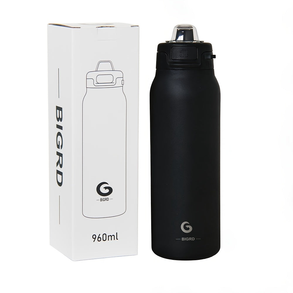 Insulated Water Bottle BIGRD 960ml Large-capacity Insulated Water Bottle, Double-layer Vacuum Leak-proof Drinking Bottle, Reusable Travel Cup, Suitable for Outdoor Sports and Daily Use