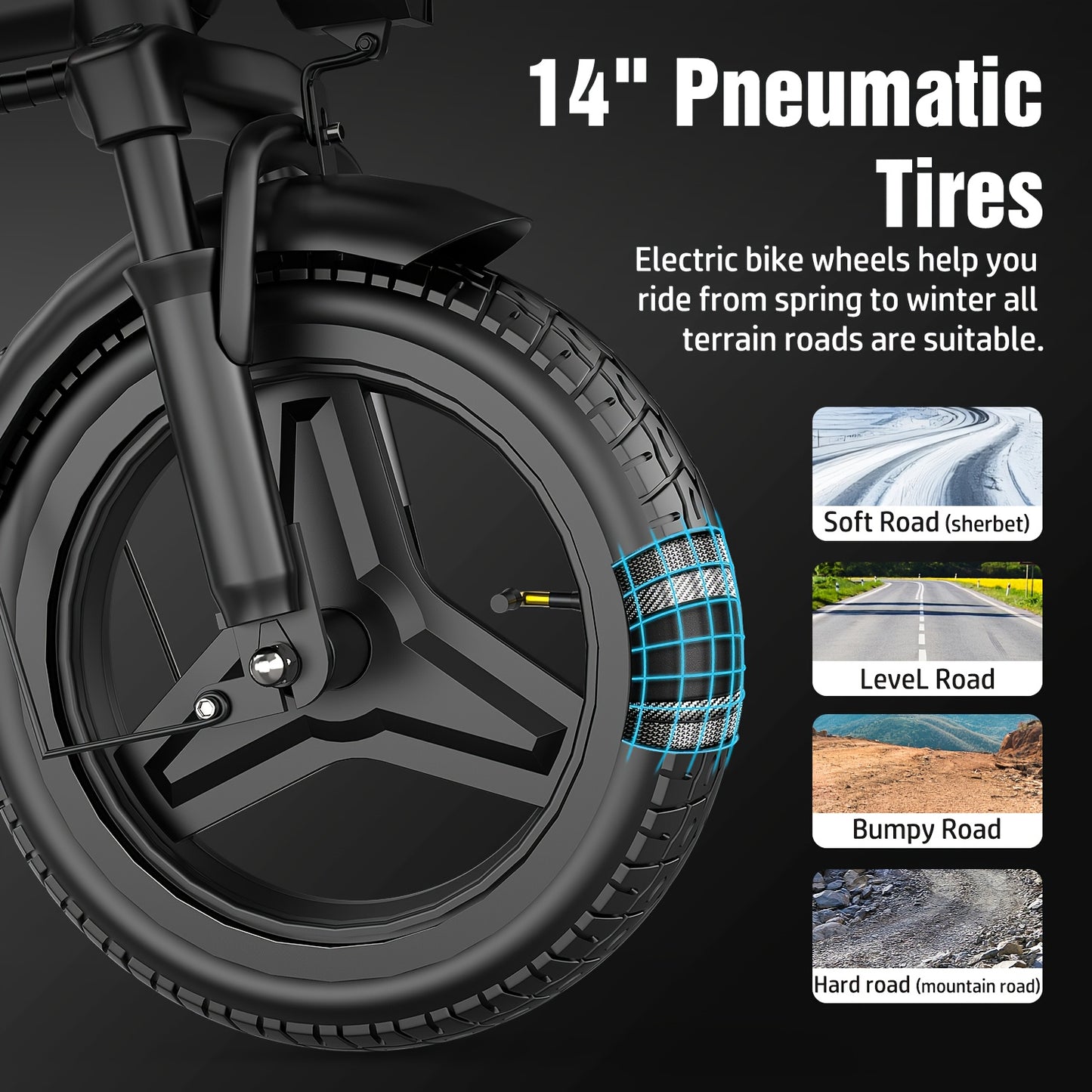 Folding Electric Bicycle, Peak Power 500 Watts, 20 Miles\u002FHour Brushless Motor, 14-Inch Tires, 48-Volt 10 Ampere-Hour Detachable Battery, Adult Electric Bicycle, Electric Bicycle, Suitable for Urban Commuting, Is The Best Choice for a Gift
