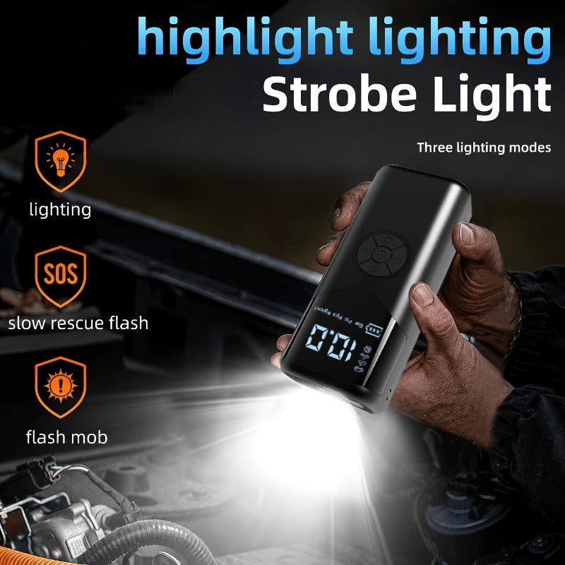 Wireless Tire Inflator, Portable Air Compressor with Dual Digital Displays, 150PSI Portable Tire Pump with Pressure Relief and Gauge, Suitable for Cars, Motorcycles, and Bicycles