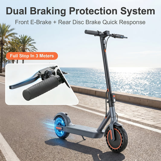 350W Motor. Adult Folding Electric Scooter, 8.5-Inch Tires, 3 Speed Settings, Dual Safety Brakes, Durable Body, LED Headlights And Taillights, Supporting 265 Pounds, for Daily Commuting And As A Gift