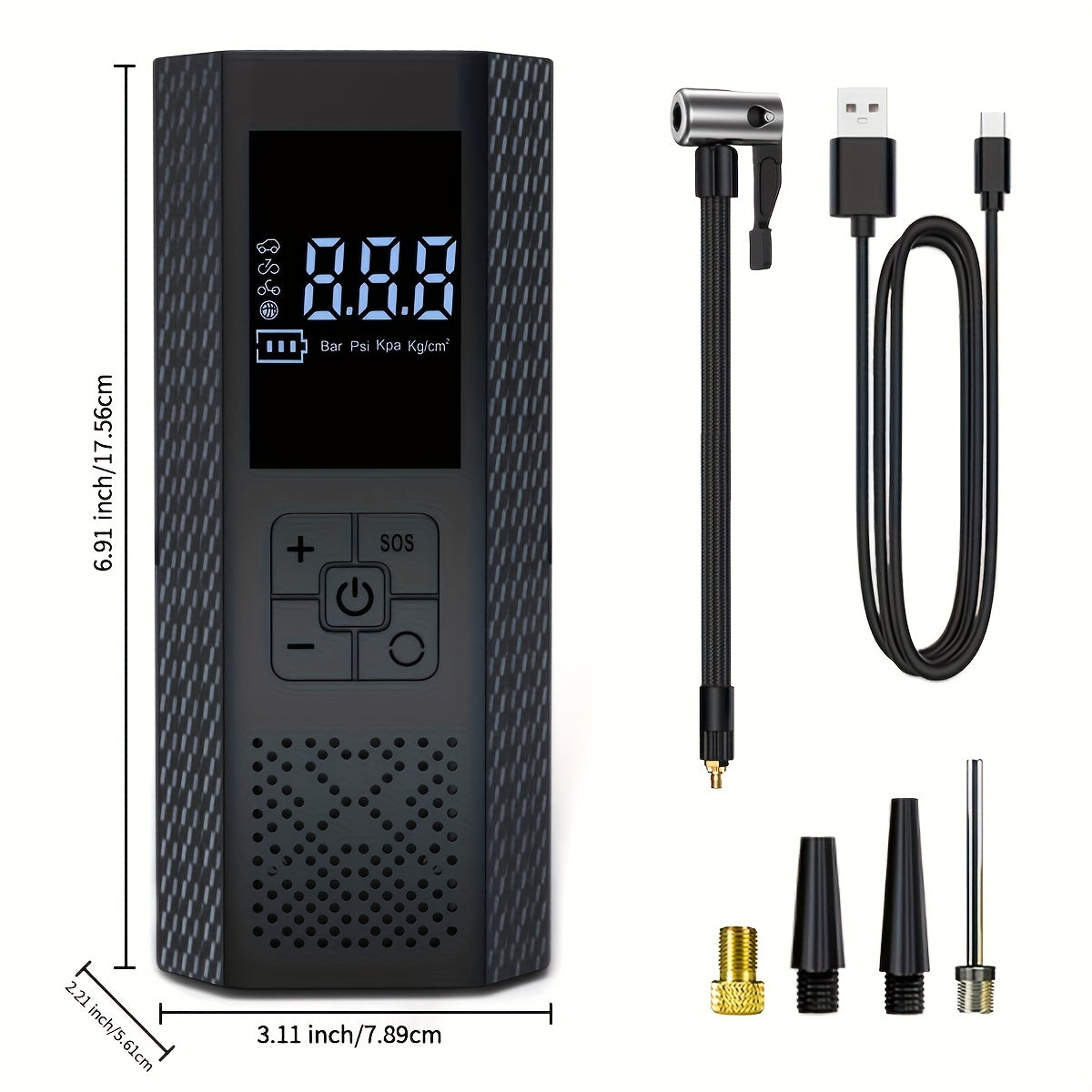 150PSI Portable Air Compressor 3X Faster Portable Air Compressor | 150PSI, Tire Pressure Gauge, LED Display, One-Touch Smart Cordless Tire Inflator, USB-Powered, Rechargeable Battery