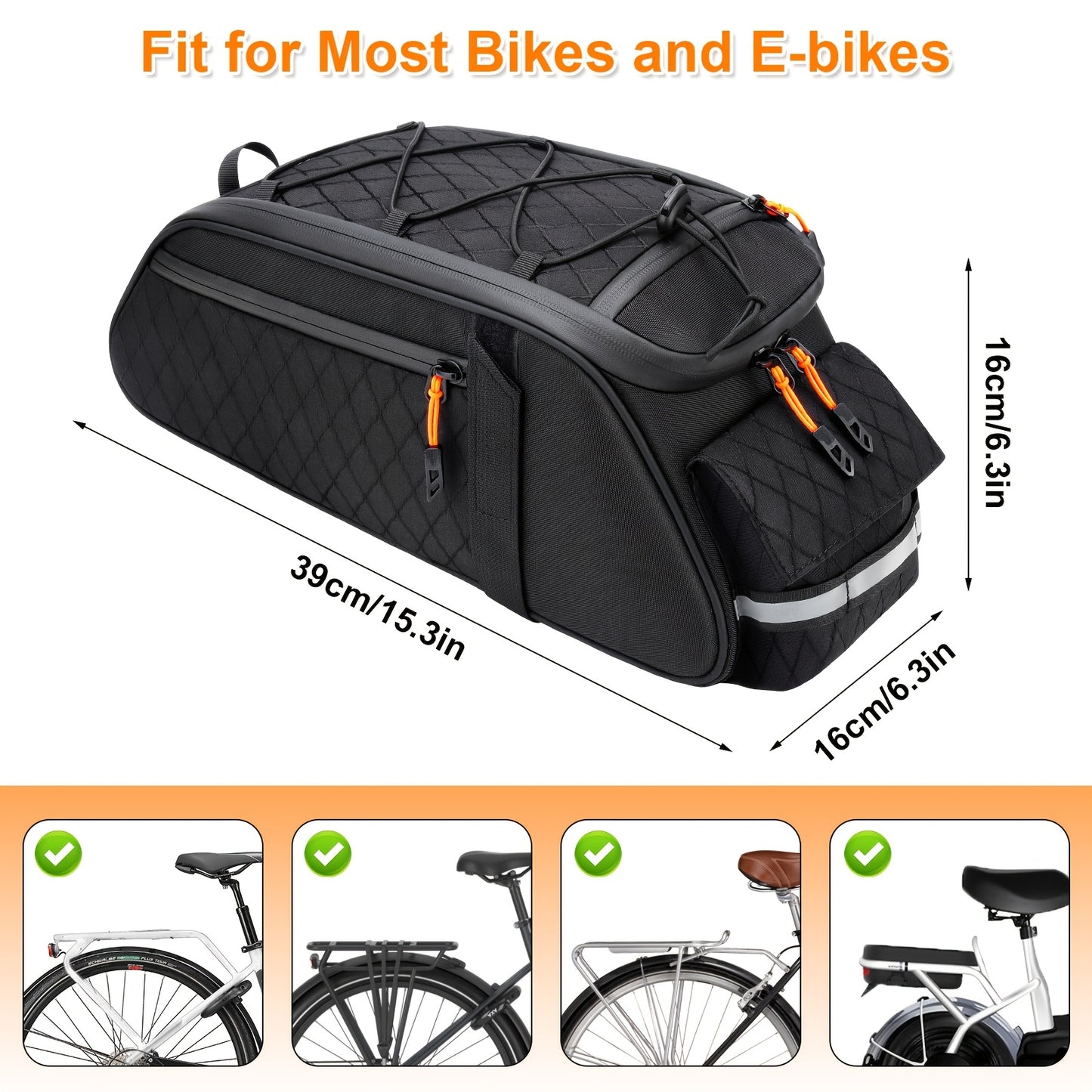 2.64gal Bike Frame Bag for MTB & Road Bikes, Reflective Cycling Tool Storage Rear Rack Bag, Convertible Camera Shoulder Hard-Shell Rear Bag, Perfect for Commuters, Short & Long-Distance Cyclists, And Cycling Photography Fans