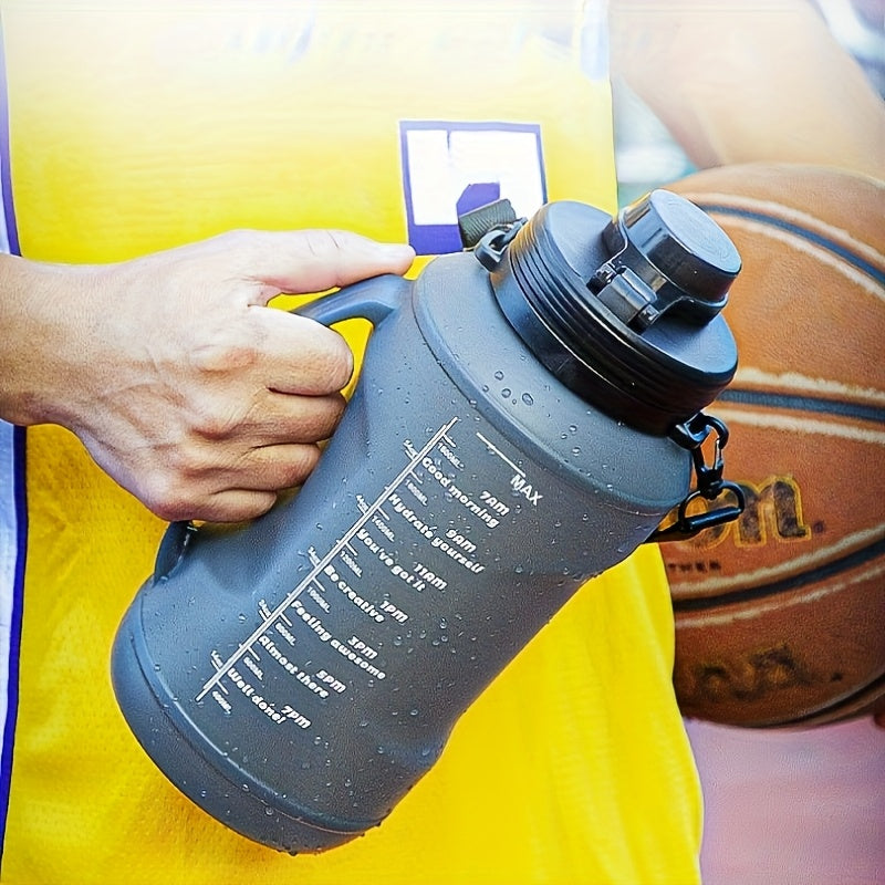 2L Collapsible Water Bottle - Foldable Silicone Travel Water Bottle with Motivational Times to Drink - with Straw
