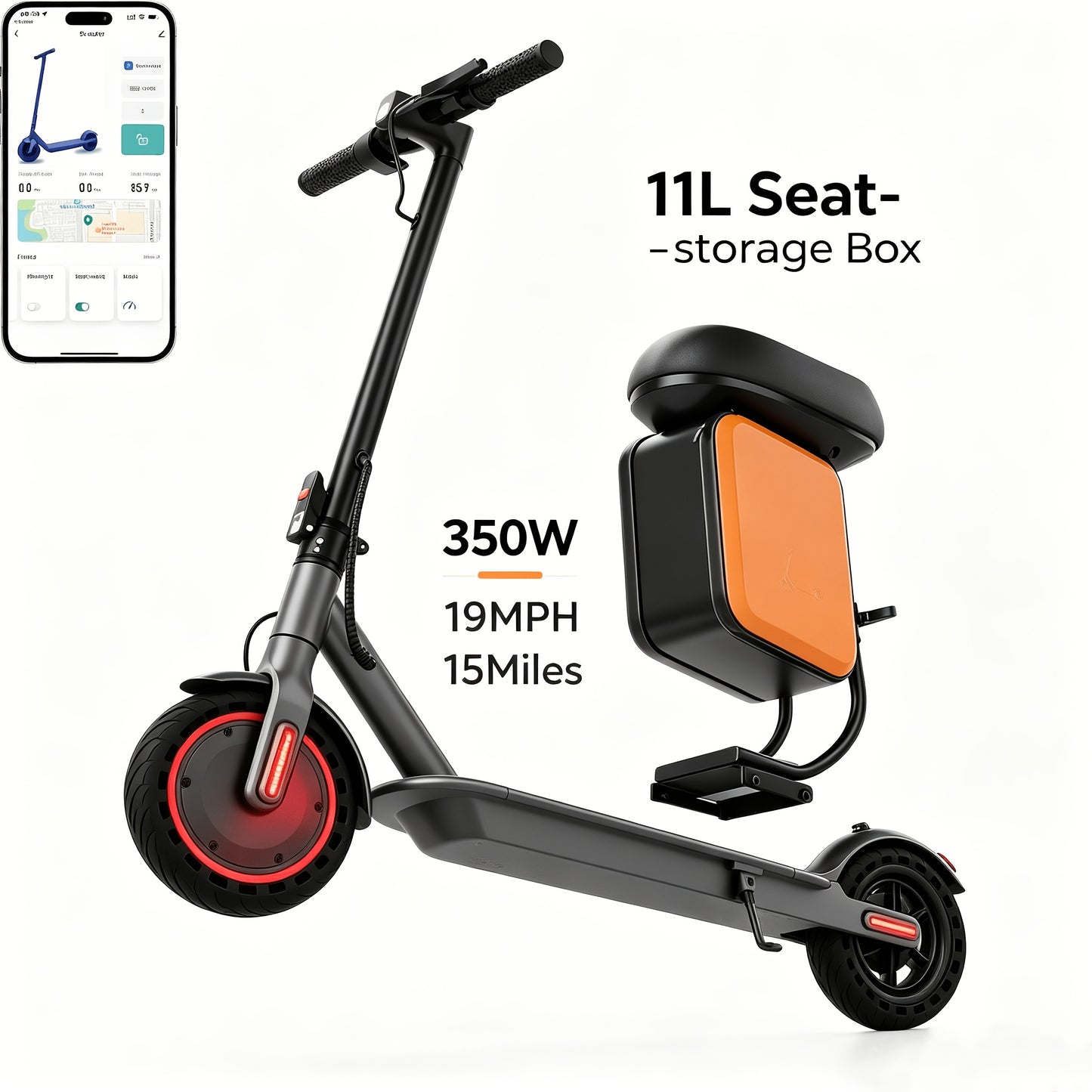 350W Motor Foldable Electric Scooter for Adults, 8.5 Inch Anti-Slip Solid Tyres, 19MPH Max Speed & 3 Speed Modes, New Upgraded Version with Reinforced Brake System, Stable Riding, Durable Aluminum Alloy Body, Ultra Comfortable Commuter E-Scooter