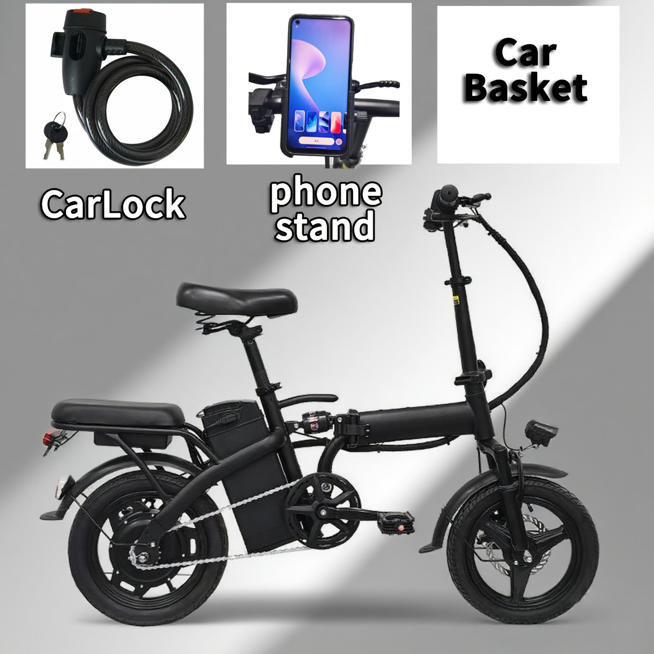 Electric Bike 48V Battery, Brushless Motor, 15-20MPH, Folding Electric Bicycle for Adults, Lightweight Commuter E-Bike with Removable Lithium Battery, Suitable for Urban Commuting, The Best Choice for A Gift, Easy Assemble, Portable Compact Design