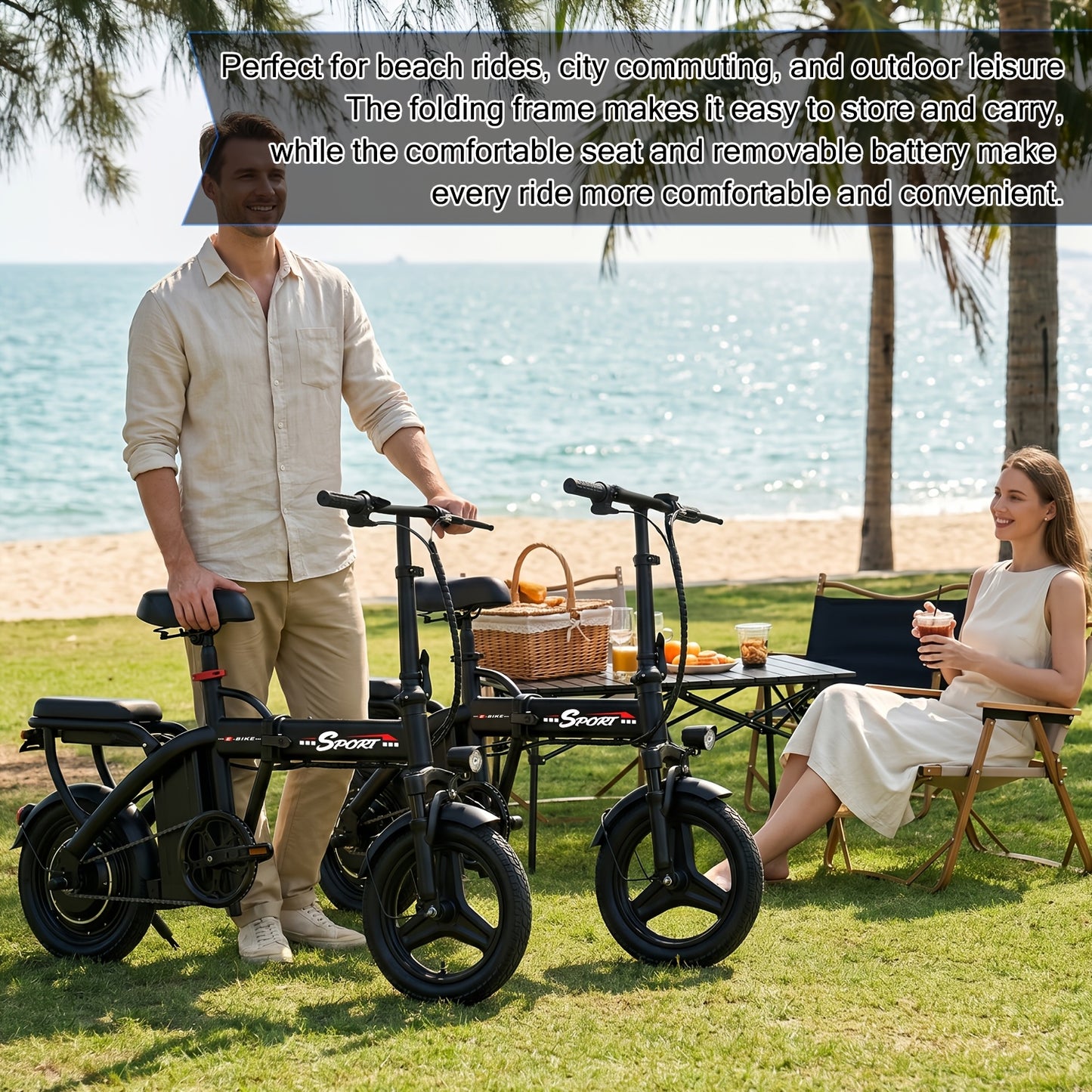 Folding Electric Bicycle, Peak Power 500 Watts, 20 Miles\u002FHour Brushless Motor, 14-Inch Tires, 48-Volt 10 Ampere-Hour Detachable Battery, Adult Electric Bicycle, Electric Bicycle, Suitable for Urban Commuting, Is The Best Choice for a Gift