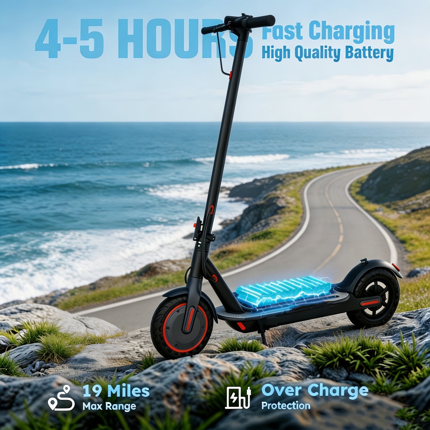 350W Motor Foldable Electric Scooter for Adults, 8.5 Inch Anti-Slip Solid Tyres, 19MPH Max Speed & 3 Speed Modes, New Upgraded Version with Reinforced Brake System, Stable Riding, Durable Aluminum Alloy Body, Ultra Comfortable Commuter E-Scooter