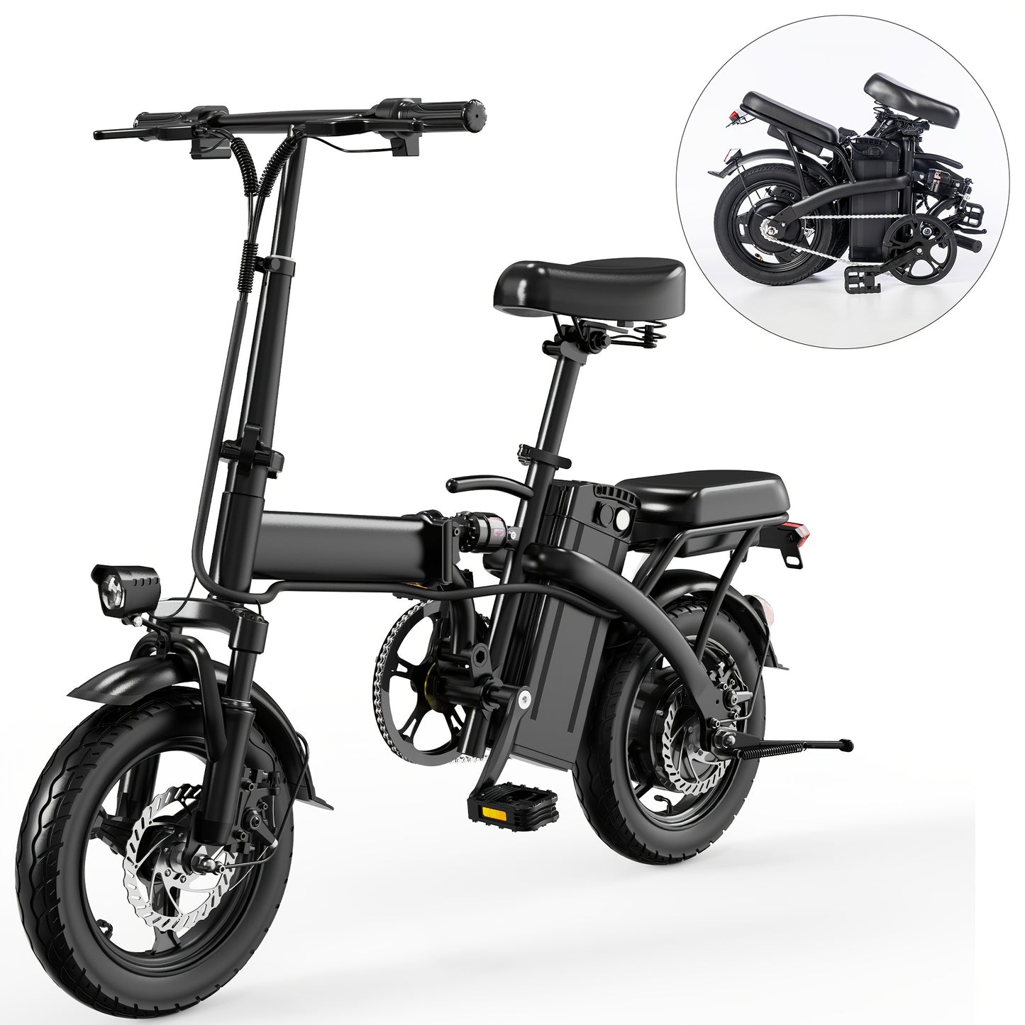 Electric Bike 48V Battery, Brushless Motor, 15-20MPH, Folding Electric Bicycle for Adults, Lightweight Commuter E-Bike with Removable Lithium Battery, Suitable for Urban Commuting, The Best Choice for A Gift, Easy Assemble, Portable Compact Design