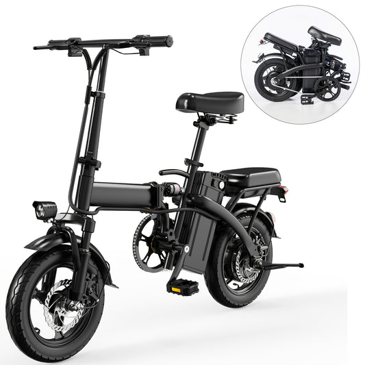 Electric Bike 48V Battery, Brushless Motor, 15-20MPH, Folding Electric Bicycle for Adults, Lightweight Commuter E-Bike with Removable Lithium Battery, Suitable for Urban Commuting, The Best Choice for A Gift, Easy Assemble, Portable Compact Design