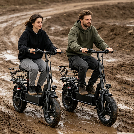 Commuter Electric Scooter with Seat, 54.6V 16.5Ah Electric Scooter with Detachable Basket, Shopping Cart & Grocery Cart & Multi-Purpose Cargo Scooter, Large Capacity Battery for 35 Miles Long Range, New Smart Throttle with 3 Speed Levels