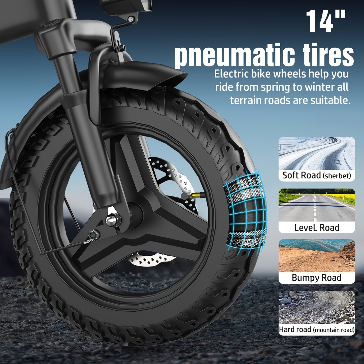 Adult Folding E-bike Equipped with A 500W Peak-power Motor, A 48V 6AH Removable Battery, And 14-inch Tires-a Portable And Compact E-bike That's Perfect for Urban Commuting
