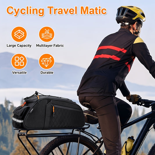 2.64gal Bike Frame Bag for MTB & Road Bikes, Reflective Cycling Tool Storage Rear Rack Bag, Convertible Camera Shoulder Hard-Shell Rear Bag, Perfect for Commuters, Short & Long-Distance Cyclists, And Cycling Photography Fans