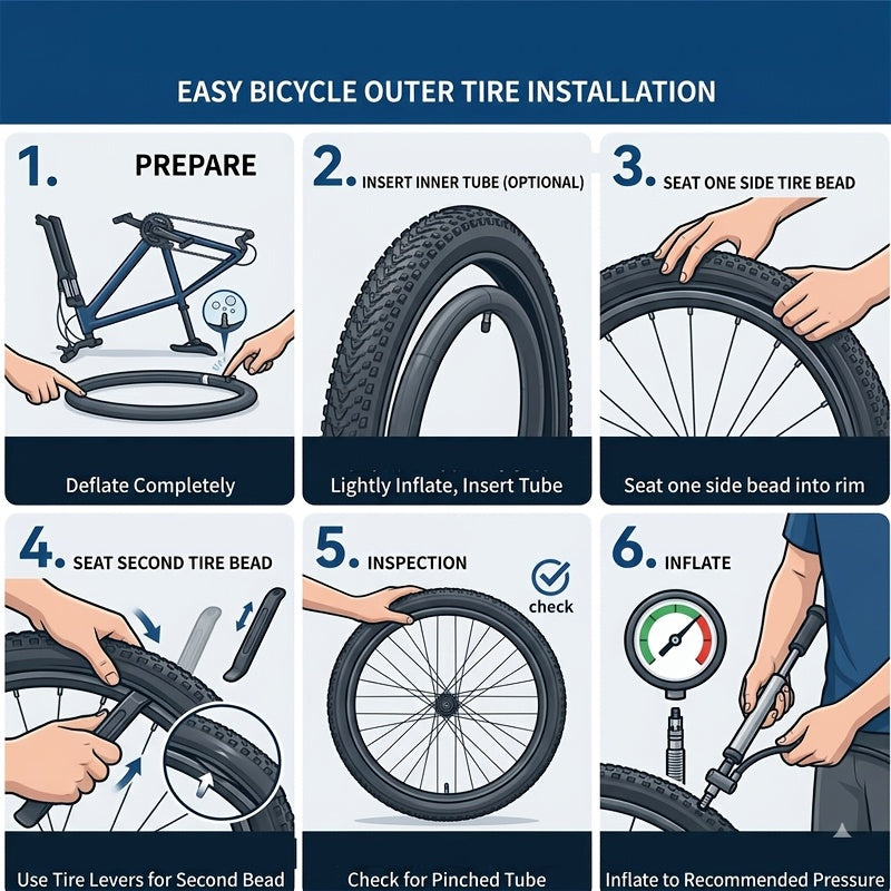 2pcs 26x2.35in\u002F 29x2.125in Multi-Size Bike Outer Skins, Quick Setup, Easy Install, Enduro Freeride Gravel Riding Hardware, Reinforced Structure, Ultimate Gripping Power, Sturdy Layer, Commuter Transport Rubber Bicycle Tire Replacement Accessories