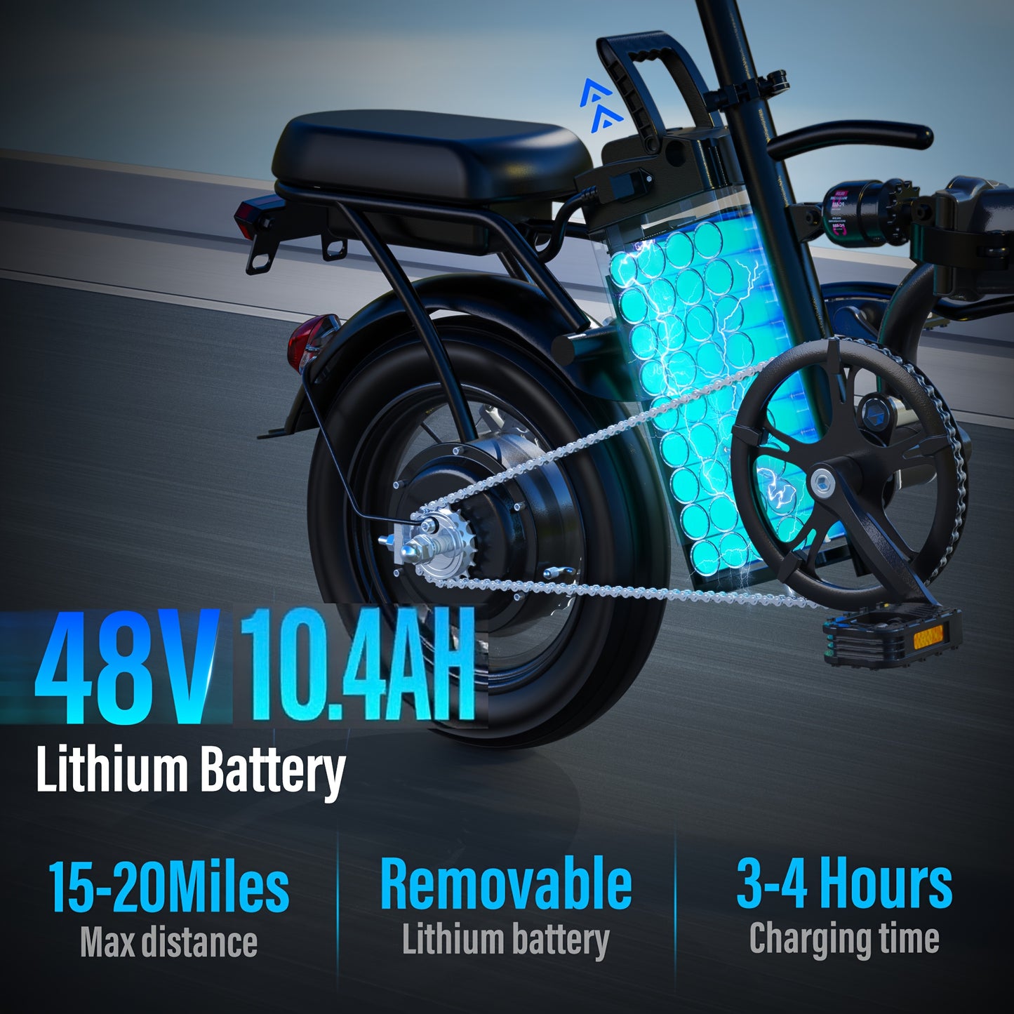 Electric Bike 48V Battery, Brushless Motor, 15-20MPH, Folding Electric Bicycle for Adults, Lightweight Commuter E-Bike with Removable Lithium Battery, Suitable for Urban Commuting, The Best Choice for A Gift, Easy Assemble, Portable Compact Design