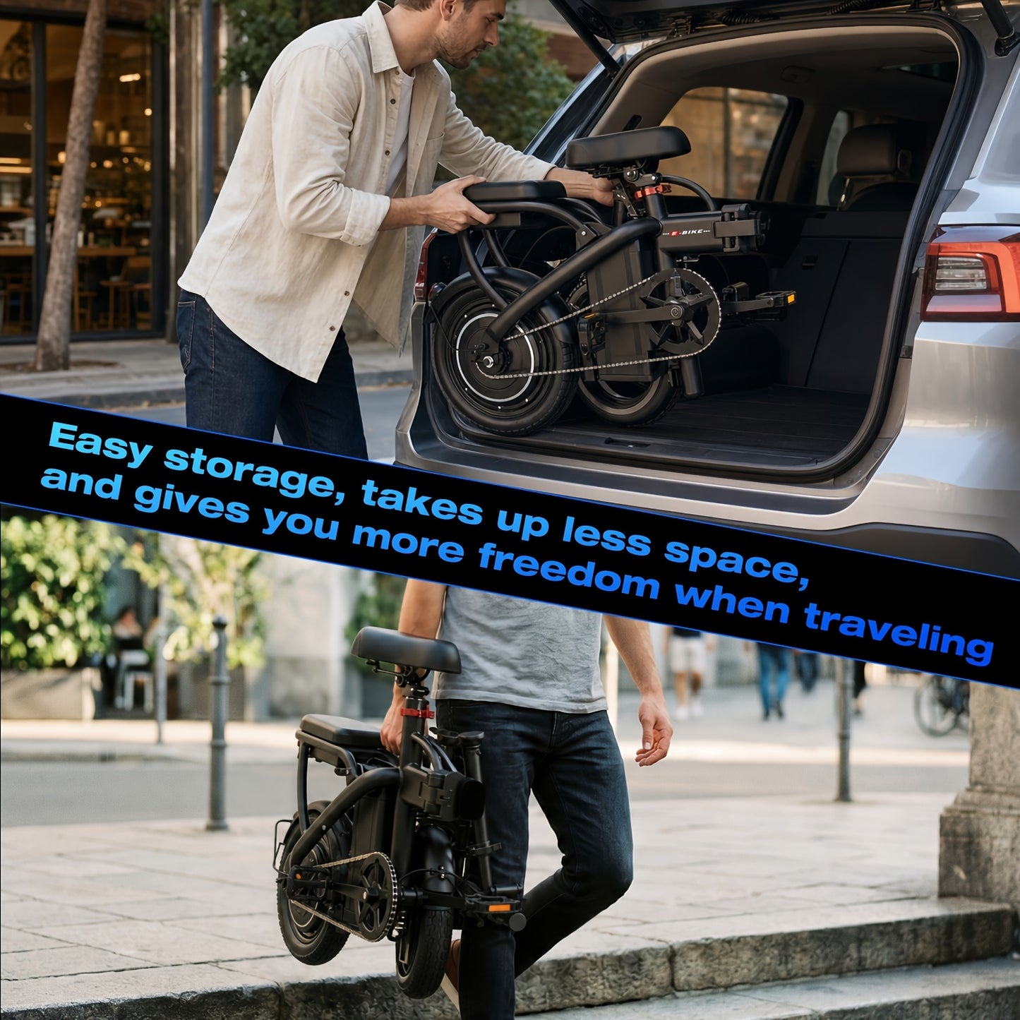 Folding Electric Bicycle, Peak Power 500 Watts, 20 Miles\u002FHour Brushless Motor, 14-Inch Tires, 48-Volt 10 Ampere-Hour Detachable Battery, Adult Electric Bicycle, Electric Bicycle, Suitable for Urban Commuting, Is The Best Choice for a Gift